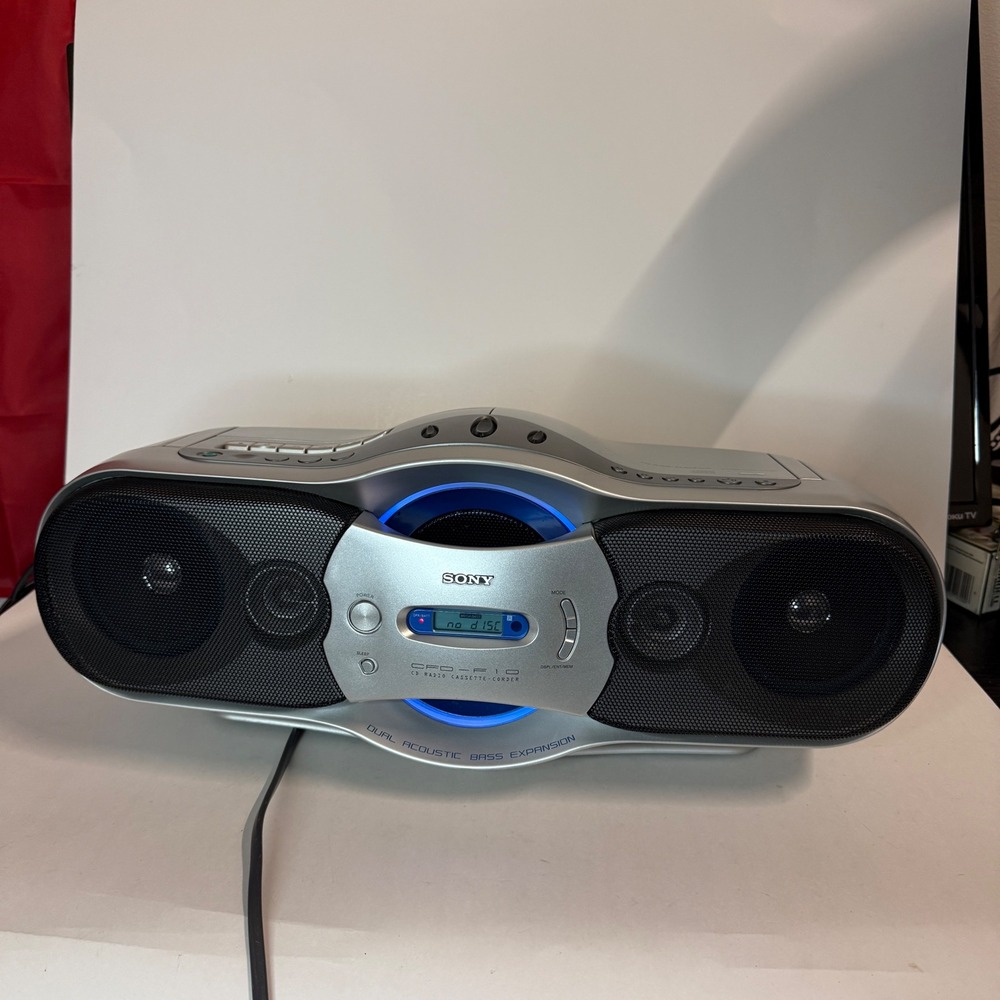 Sony CFD-F10 CD Radio Cassette-Corder Silver Boombox Mega Bass Dual Acoustic